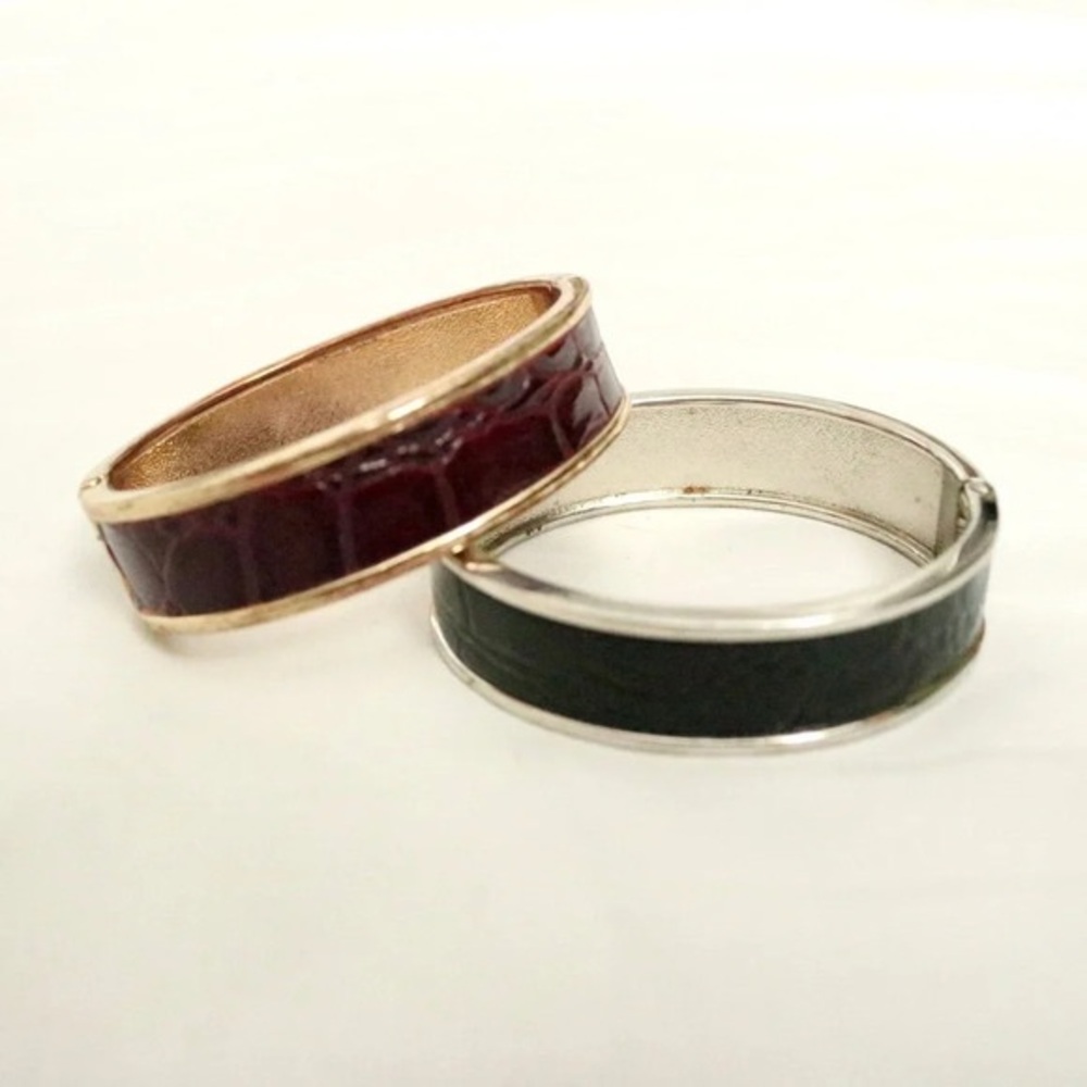 Vintage Metal Maroon & Black Bangle Bracelet